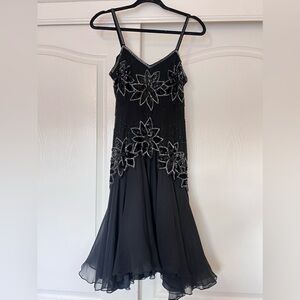 Vintage Neiman Marcus Y2K Beaded Silk Chiffon Fairy Hem Dress